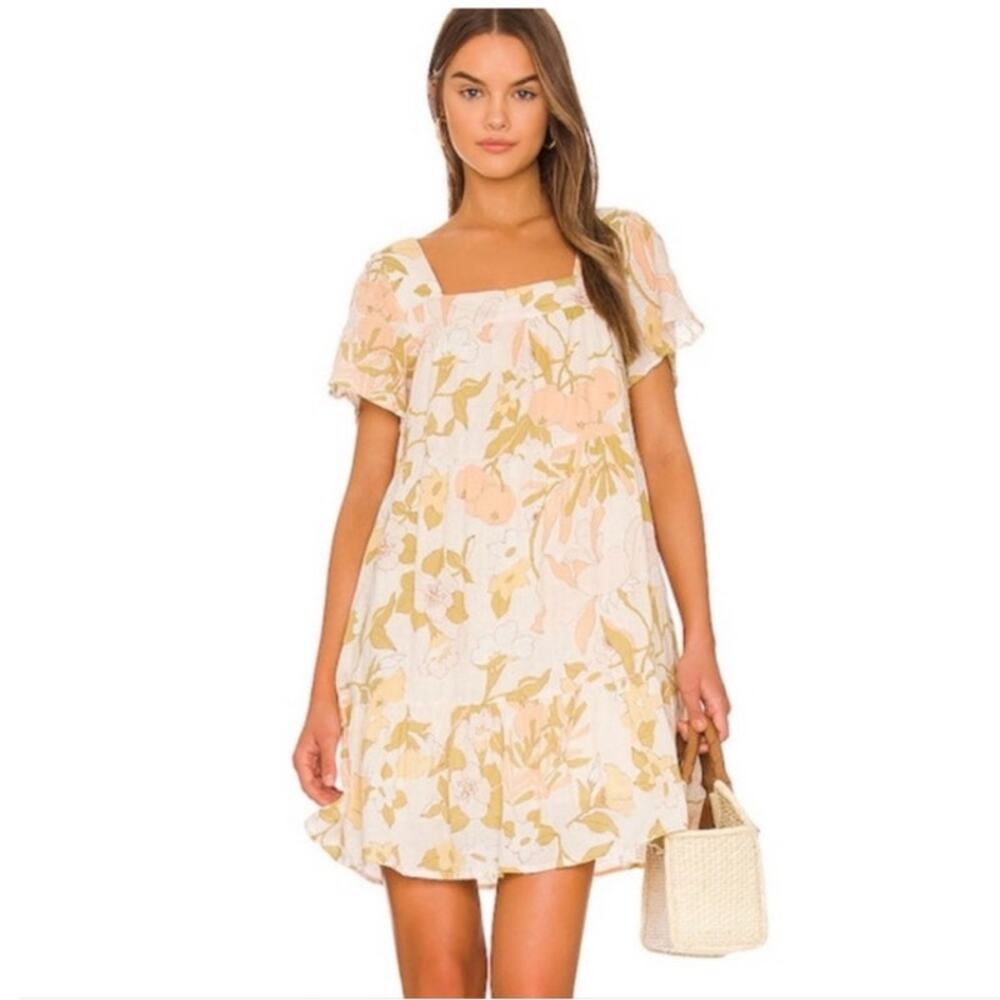 NWT Rails Valentina Linen Blend Short Sleeve Dress in Citrus‎ Floral Size XS